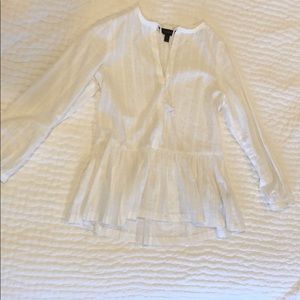 J.Crew White Swiss Dot Peplum Top